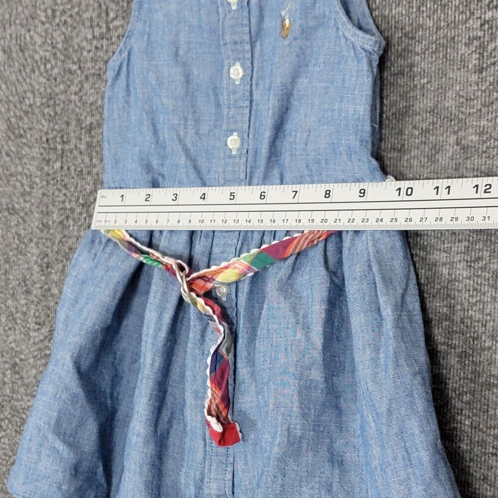 Polo Ralph Lauren Shirt Dress Girls 2T Blue Denim Chambray Button Up Flesh Pony - Picture 8 of 13